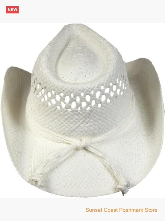 Straw Cowboy Hat with Beaded Trim Shapeable Brim for Sun Protection main image 5